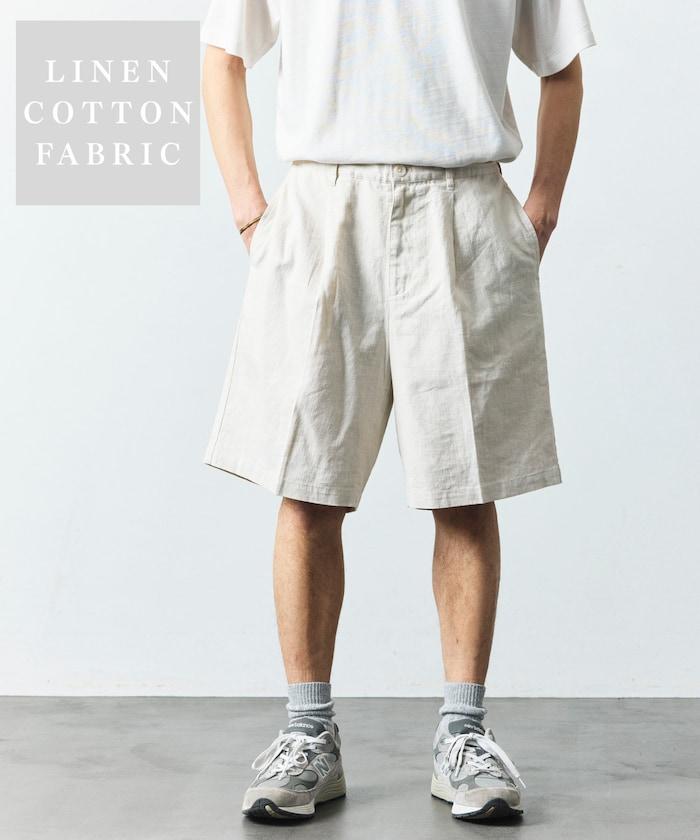 亞麻棉鬆緊休閒短褲