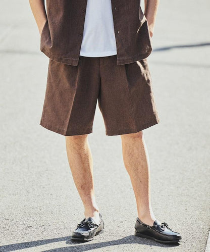 亞麻棉鬆緊休閒短褲