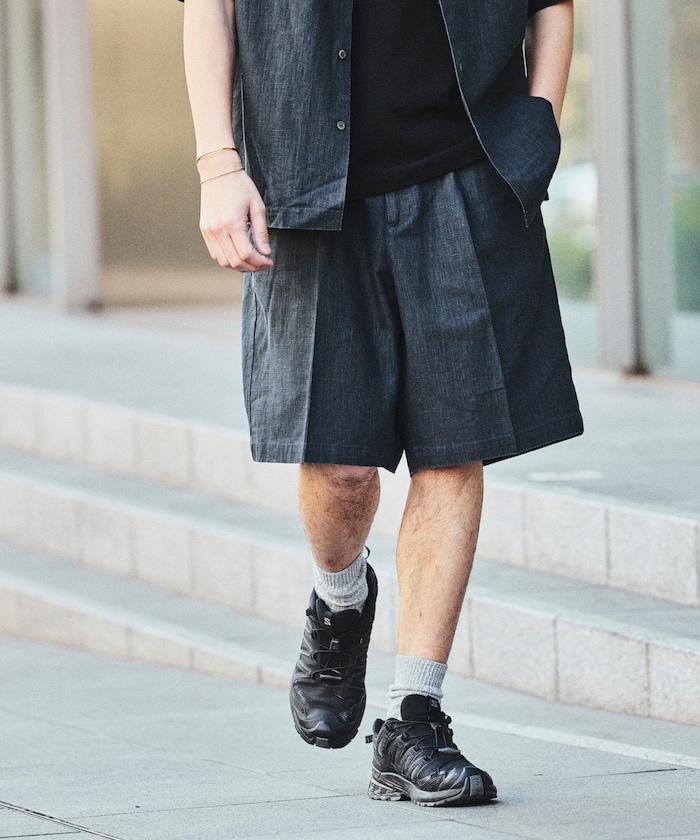 亞麻棉鬆緊休閒短褲