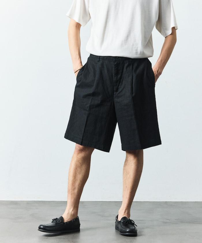 亞麻棉鬆緊休閒短褲