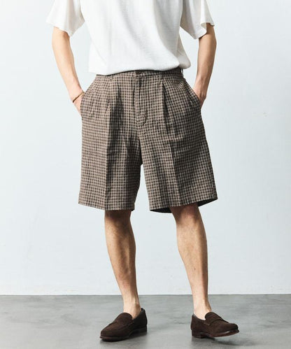 亞麻棉鬆緊休閒短褲