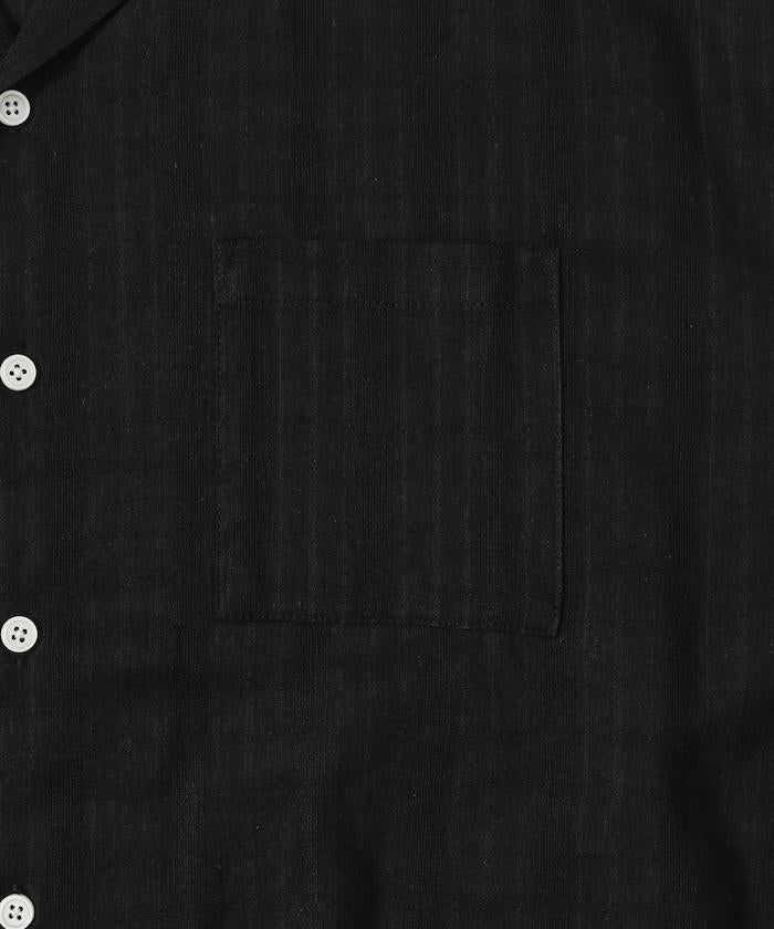 多比織寬鬆版開領短袖襯衫