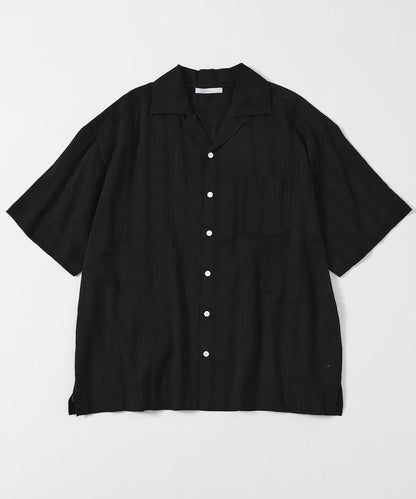 多比織寬鬆版開領短袖襯衫