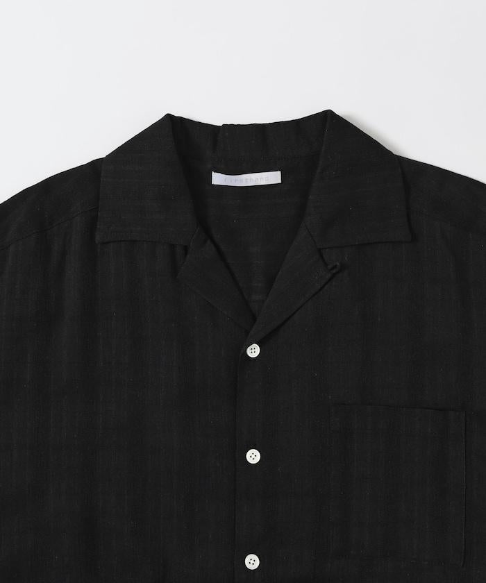 多比織寬鬆版開領短袖襯衫