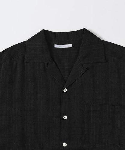 多比織寬鬆版開領短袖襯衫