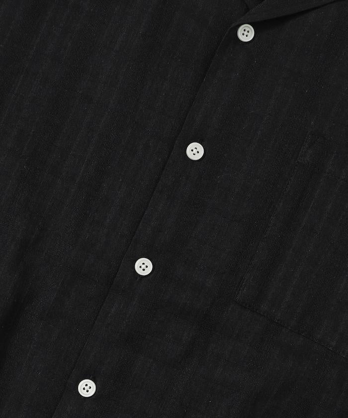 多比織寬鬆版開領短袖襯衫