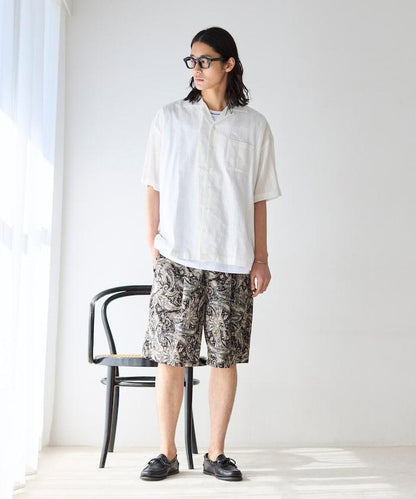 多比織寬鬆版開領短袖襯衫