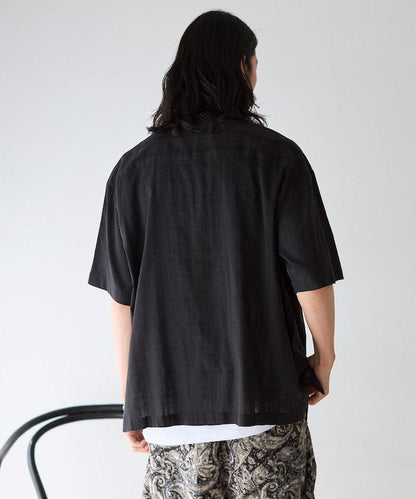 多比織寬鬆版開領短袖襯衫