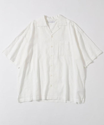 多比織寬鬆版開領短袖襯衫