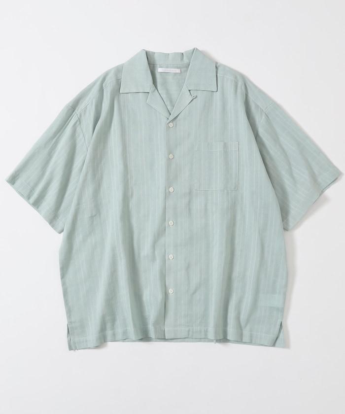 多比織寬鬆版開領短袖襯衫