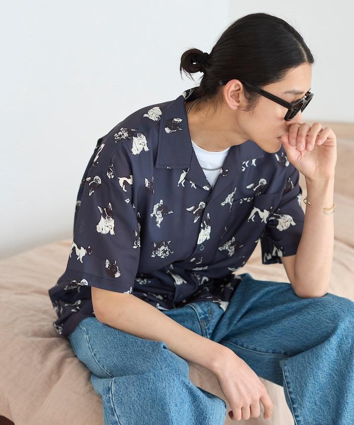 網眼材質 ＋ 寬鬆廓形 ＋ 滿版圖案設計 ＋ 開襟 ＋ 短袖襯衫 最終商品名： 網眼寬鬆廓形滿版圖案開襟短袖襯衫