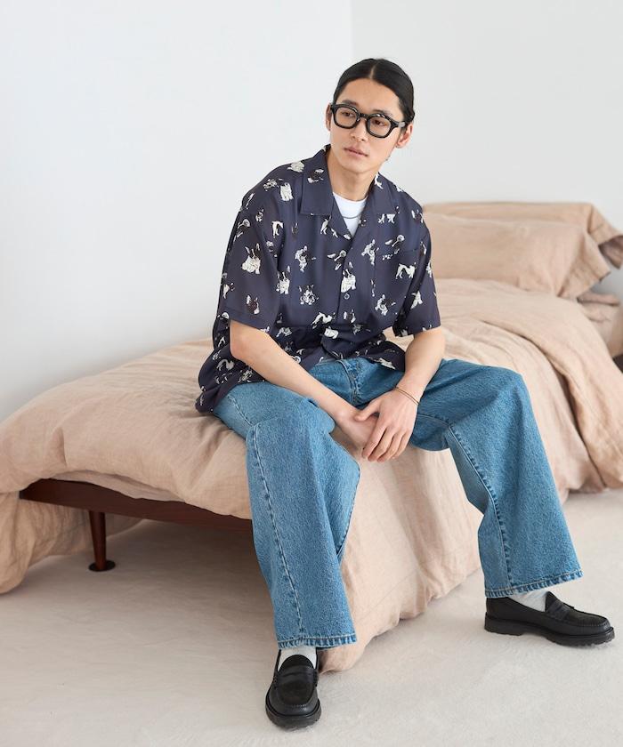 網眼材質 ＋ 寬鬆廓形 ＋ 滿版圖案設計 ＋ 開襟 ＋ 短袖襯衫 最終商品名： 網眼寬鬆廓形滿版圖案開襟短袖襯衫