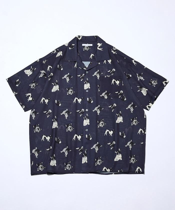 網眼材質 ＋ 寬鬆廓形 ＋ 滿版圖案設計 ＋ 開襟 ＋ 短袖襯衫 最終商品名： 網眼寬鬆廓形滿版圖案開襟短袖襯衫