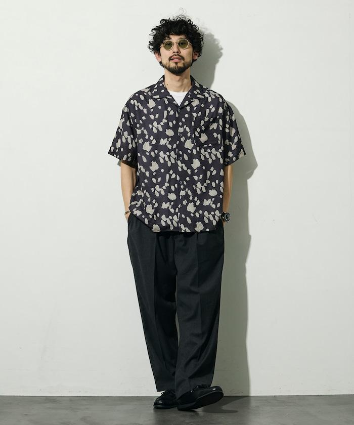 網眼材質 ＋ 寬鬆廓形 ＋ 滿版圖案設計 ＋ 開襟 ＋ 短袖襯衫 最終商品名： 網眼寬鬆廓形滿版圖案開襟短袖襯衫