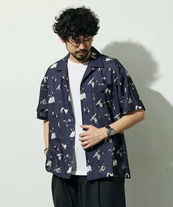 網眼材質 ＋ 寬鬆廓形 ＋ 滿版圖案設計 ＋ 開襟 ＋ 短袖襯衫 最終商品名： 網眼寬鬆廓形滿版圖案開襟短袖襯衫