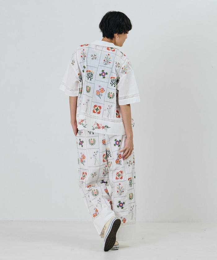 拼接花朵刺繡 褲子