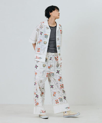 拼接花朵刺繡 褲子