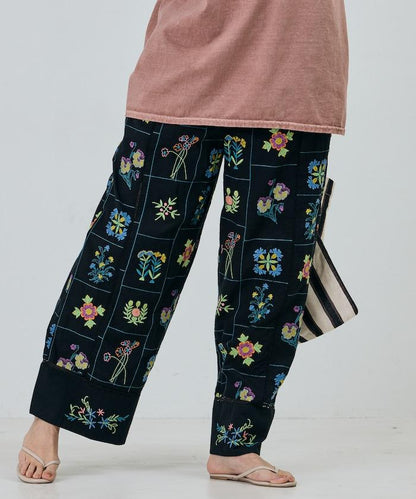 拼接花朵刺繡 褲子