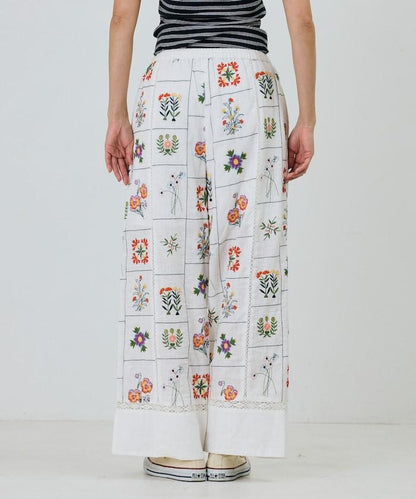 拼接花朵刺繡 褲子
