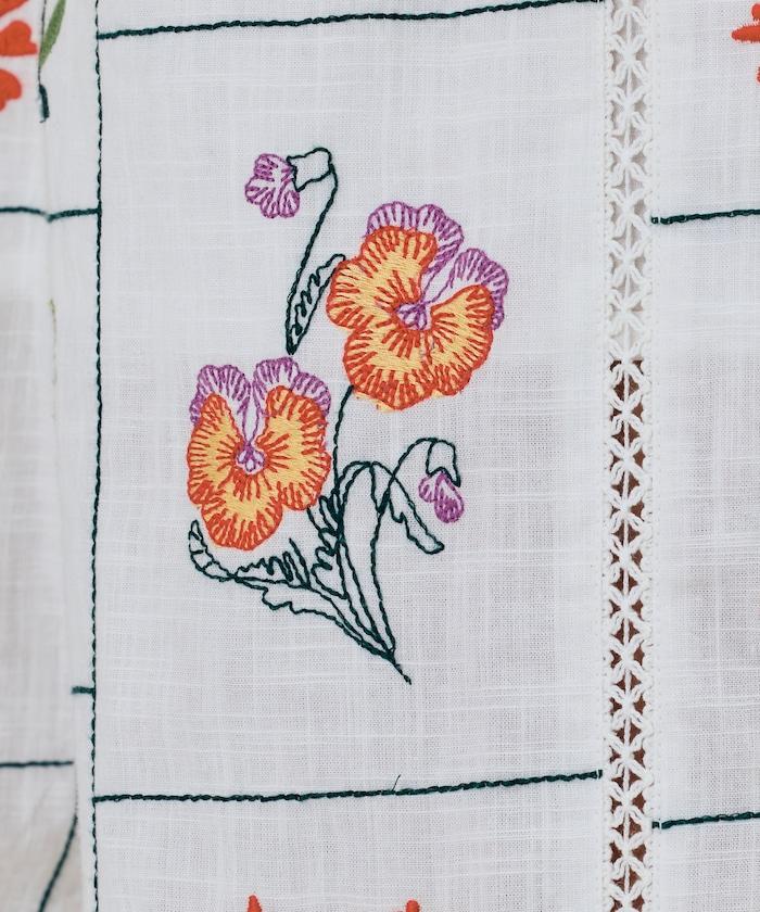 拼接花朵刺繡 褲子