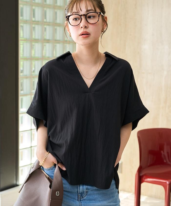 尼龍皺感法式袖襯衫