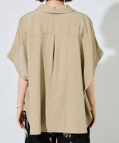 尼龍皺感法式袖襯衫