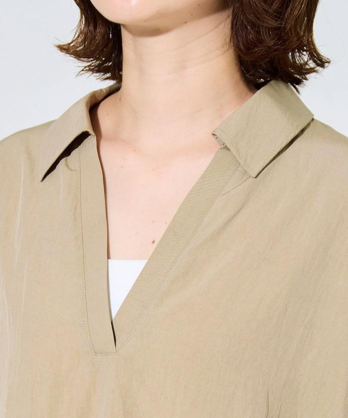 尼龍皺感法式袖襯衫