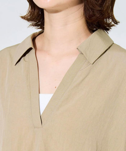 尼龍皺感法式袖襯衫