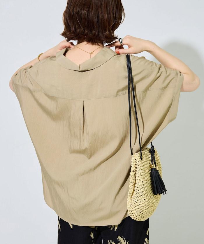 尼龍皺感法式袖襯衫