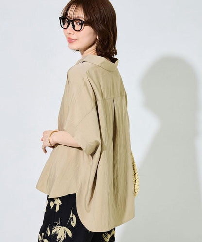 尼龍皺感法式袖襯衫