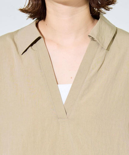 尼龍皺感法式袖襯衫