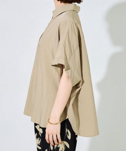 尼龍皺感法式袖襯衫