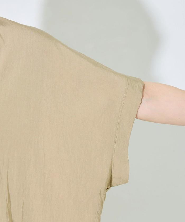 尼龍皺感法式袖襯衫