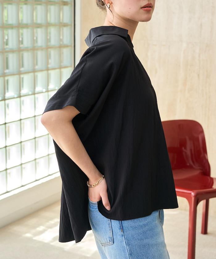 尼龍皺感法式袖襯衫