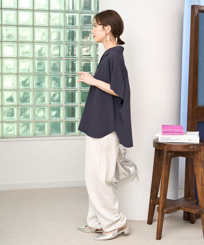 尼龍皺感法式袖襯衫