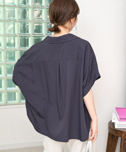 尼龍皺感法式袖襯衫