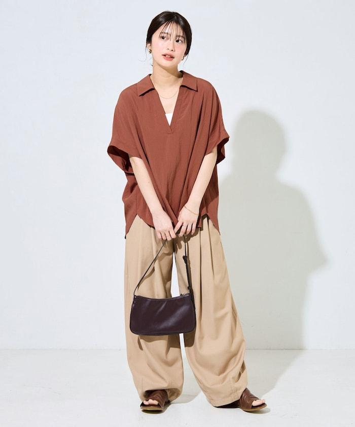 尼龍皺感法式袖襯衫