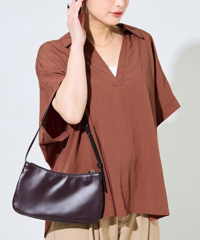 尼龍皺感法式袖襯衫