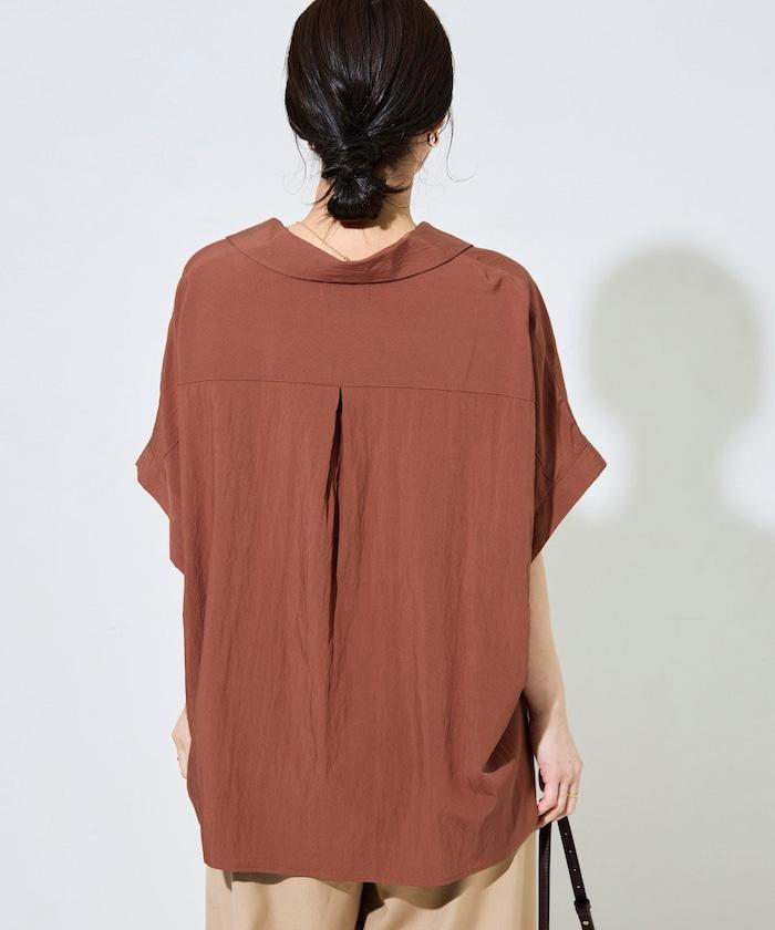 尼龍皺感法式袖襯衫