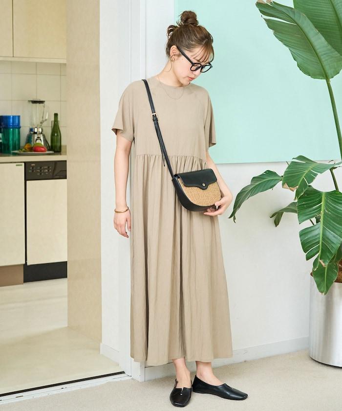 尼龍皺感 拼接層疊 輕盈面料 連衣裙