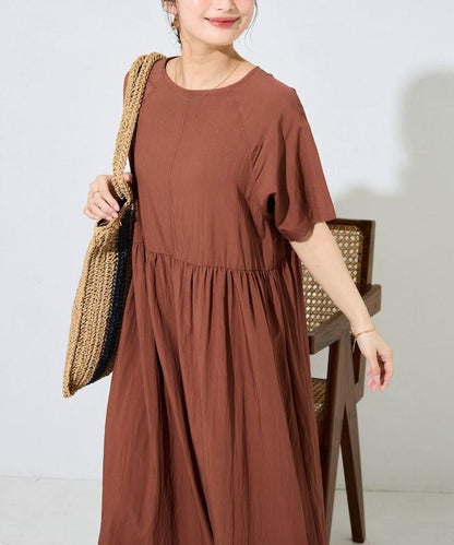 尼龍皺感 拼接層疊 輕盈面料 連衣裙