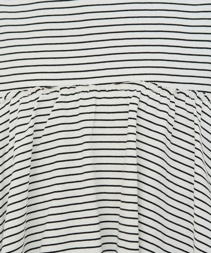 條紋荷葉邊拼接短袖上衣