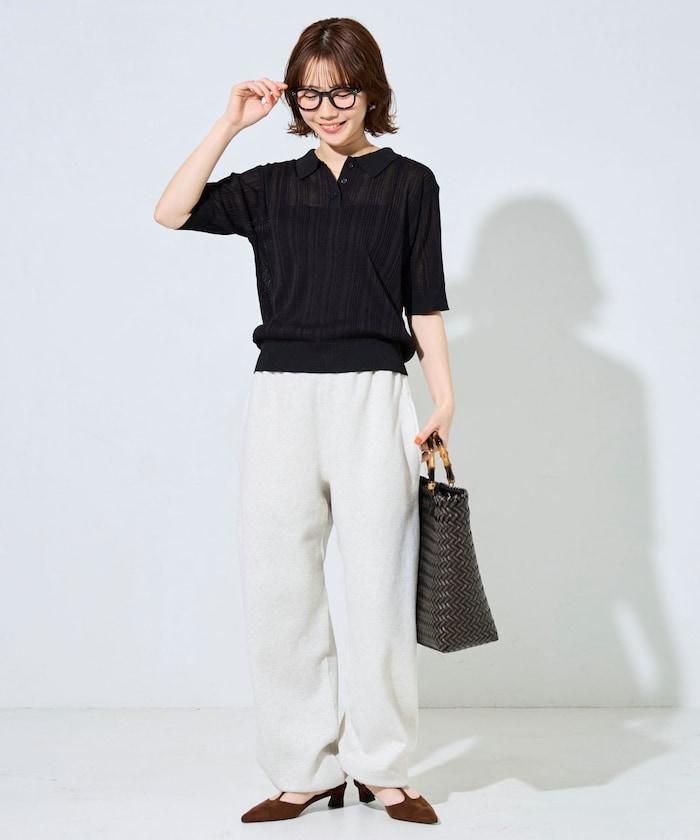 拼色Polo領短袖夏季針織上衣