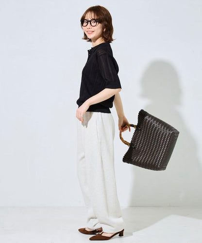 拼色Polo領短袖夏季針織上衣