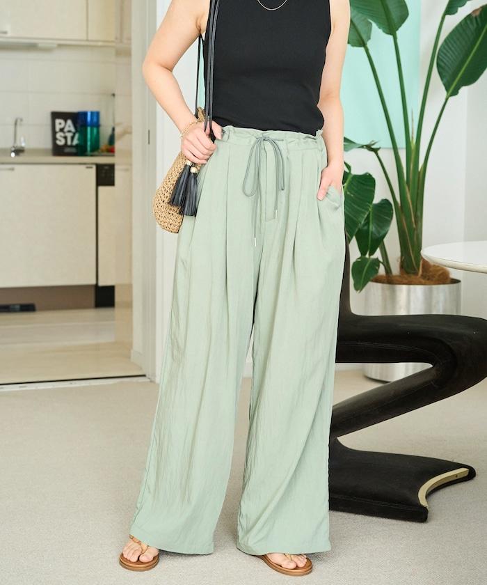 Nylon皺感褶襉褲子