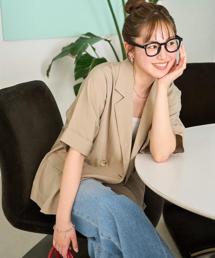 尼龍皺感面料 雙排扣設計 短袖 夾克