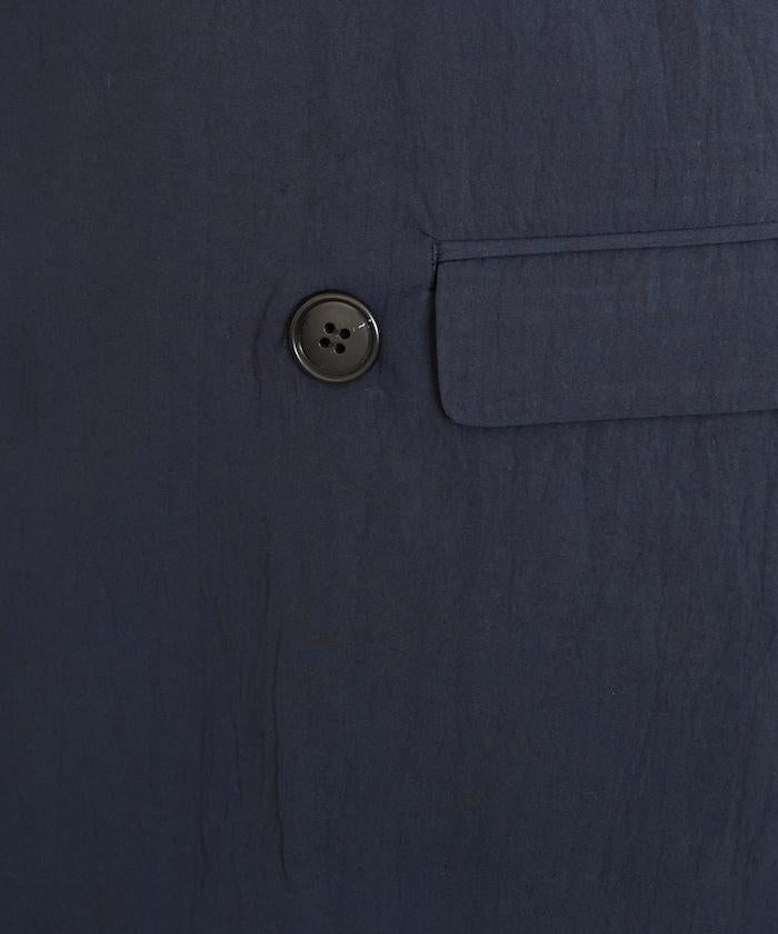 尼龍皺感面料 雙排扣設計 短袖 夾克