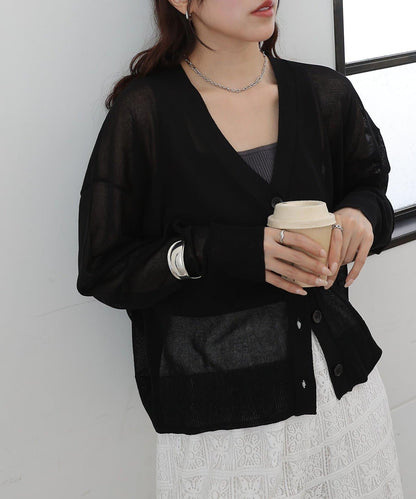 透紗 V領 針織開衫