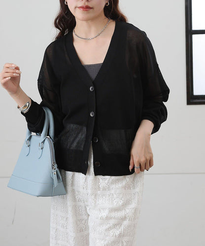 透紗 V領 針織開衫