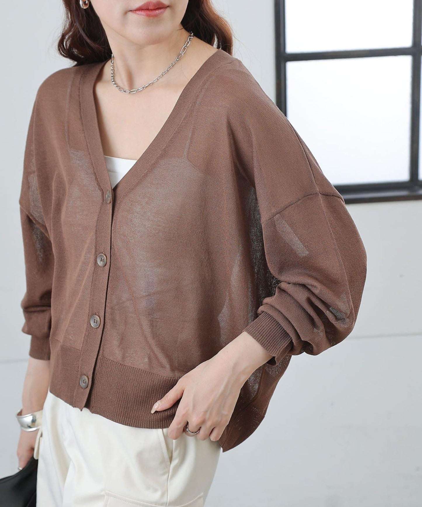 透紗 V領 針織開衫